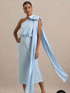 Club London one shoulder mid bow dress